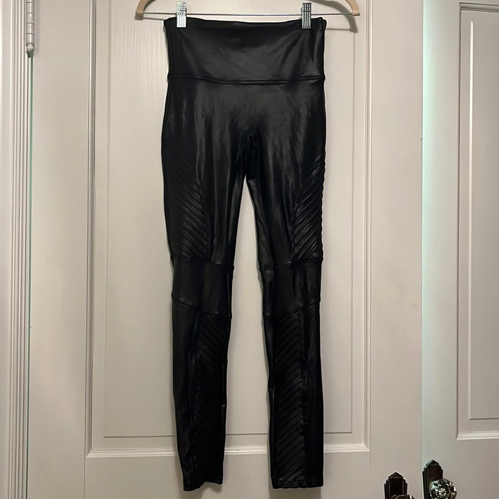 Spanx moto black leggings size M
